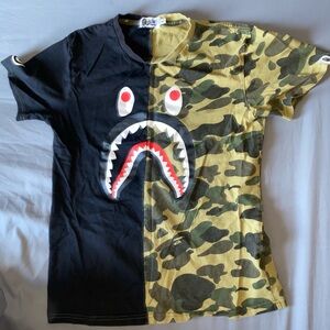 Mens Bape Black and Camouflage Graphic T-Shirt